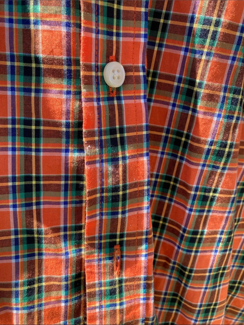 Ralph Lauren Orange Green Plaid Button-Down Shirt